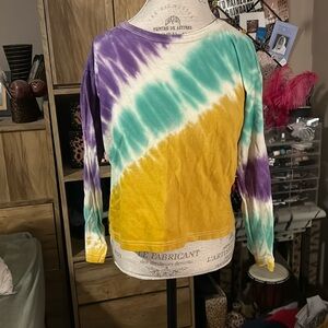 NGI Purple & Yellow Tie Dye Crop Top - Small